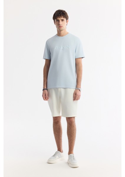 Erkek Açık Mavi Bisiklet Yaka Bi-Stretch İnterlok Regular Fit T-Shirt A51Y1132