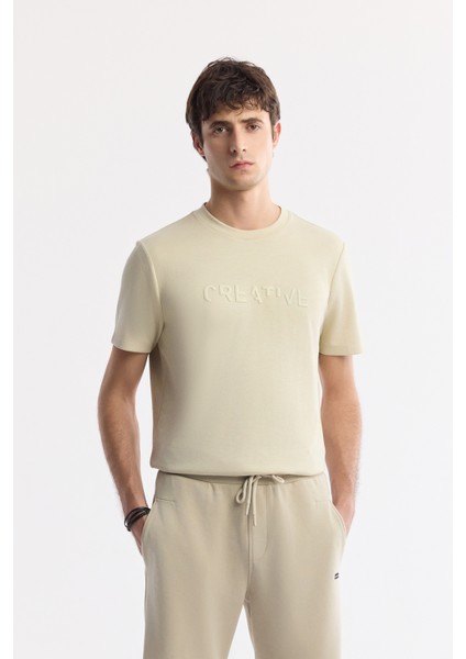 Erkek Bej Beli Lastikli Bağcıklı Soft Touch Örme Regular Fit Şort A51Y3602