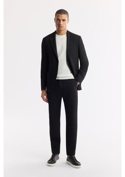 Erkek Siyah Yan Cepli Beli Lastikli Bi-Stretch Comfort Slim Fit Pantolon A51Y3211