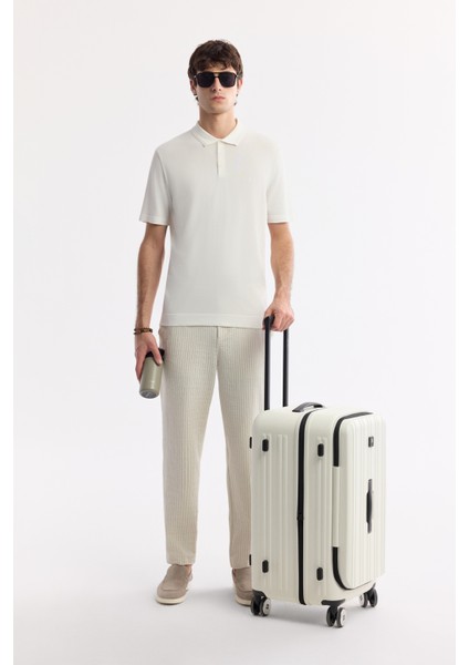 Erkek Ekru Polo Yaka Basic Rayon Triko Regular Fit T-Shirt A51Y5035