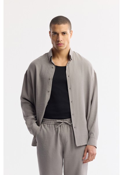 Erkek Nardo Gri Beli Lastikli Bağcıklı Soft Touch Relaxed Fit Pantolon A51Y3031