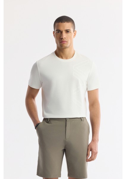 Erkek Haki Beli Lastikli Bi-Stretch Teknik Kumaş Relaxed Fit Şort A51Y3712