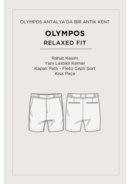 Erkek Haki Beli Lastikli Bi-Stretch Teknik Kumaş Relaxed Fit Şort A51Y3712