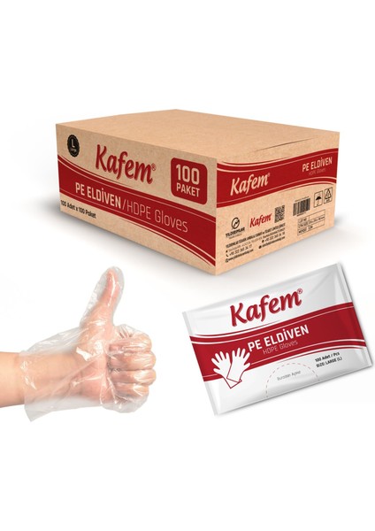 Yıldırımlar Pe Extra Tek Kullanımlık Şeffaf Eldiven 100 Lü x 100 Paket