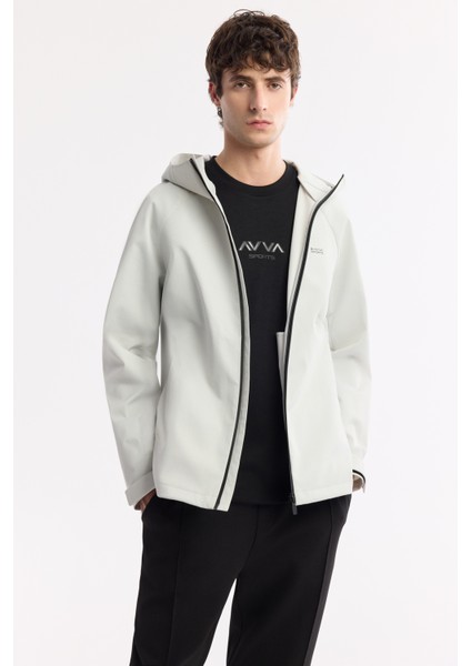 Erkek Açık Gri Kapüşonlu Su İtici Rüzgar Geçirmez Mevsimlik Comfort Fit Mont A51Y6035