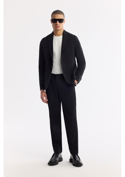 Erkek Siyah Mono Yaka Hafif Soft Touch Blazer Comfort Slim Fit Ceket A51Y4017