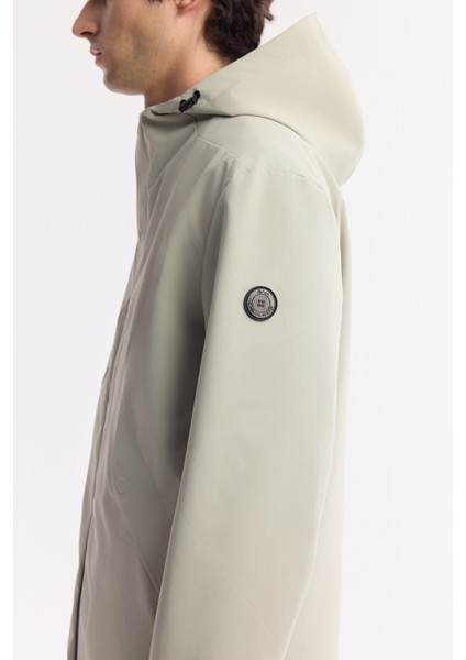 Erkek Açık Bej Kapüşonlu Su İtici Rüzgar Geçirmez Mevsimlik Comfort Fit Mont A51Y6054