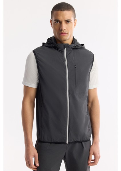 Erkek Antrasit Dik Yaka Su İtici Rüzgar Geçirmez Bi-Stretch Comfort Fit Yelek A51Y6552