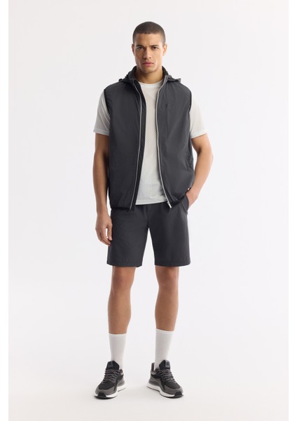 Erkek Antrasit Dik Yaka Su İtici Rüzgar Geçirmez Bi-Stretch Comfort Fit Yelek A51Y6552