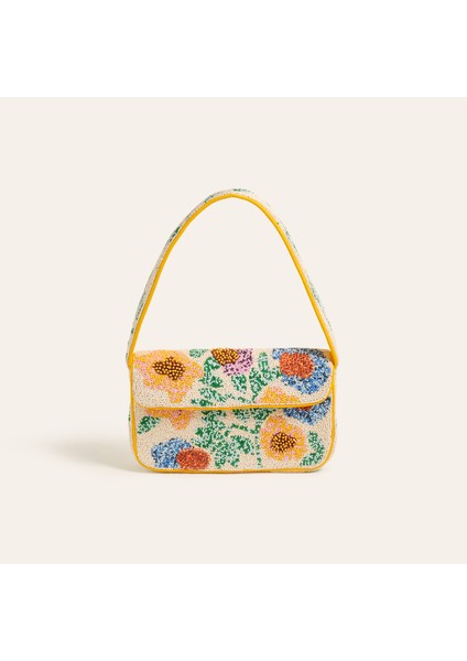 Delhı Boncuklu Polyester Omuz Çantası 24X16.5 cm Sarı
