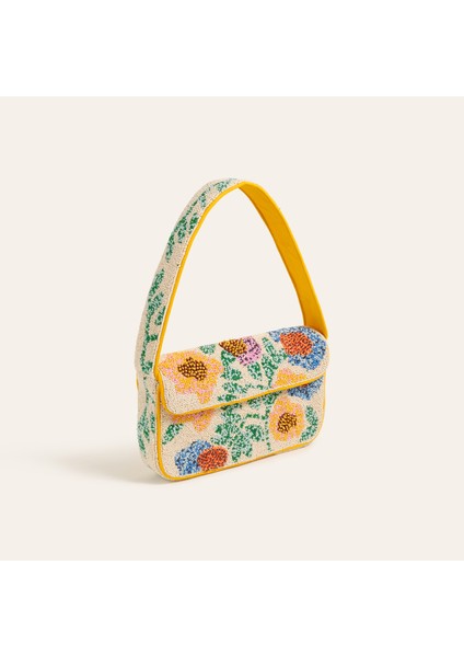 Delhı Boncuklu Polyester Omuz Çantası 24X16.5 cm Sarı modelleri