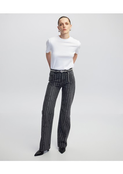 Hotfix Baskılı Wide Leg Fit Jean Pantolon IW6250018014036