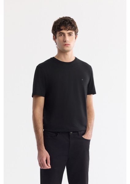 Erkek Siyah Soft Touch Pamuklu Slim Fit Pantolon B003038
