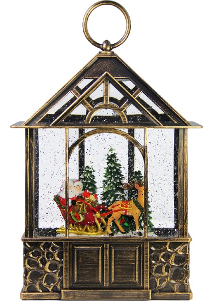 Yılbaşı Işıklı Ev Modelli Kar Küresi 23 cm