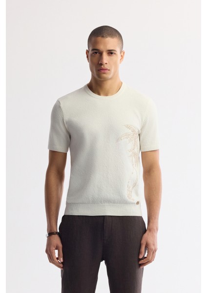 Erkek Kahve Beli Lastikli %100 Keten Relaxed Fit Pantolon B003032