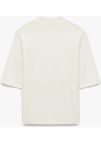 Slim Fit Pamuklu 3/4 Kol Dik Yaka Tişört fiyatları