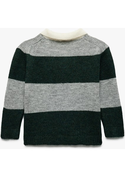 Uzun Kollu Renk Bloklu Düğmeli Polo Yaka Triko Kazak fiyatları