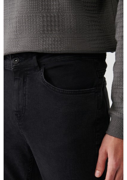 Erkek Antrasit Eskitme Yıkamalı Esnek Jean Pantolon E003513