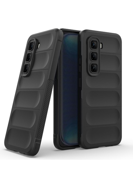 Infinix Hot 50 4g Kılıf Esnek Tpu Oyuklu Arka Yüzey Tasarımlı Zıvo Etnik Silikon Kapak - Koyu Yeşil