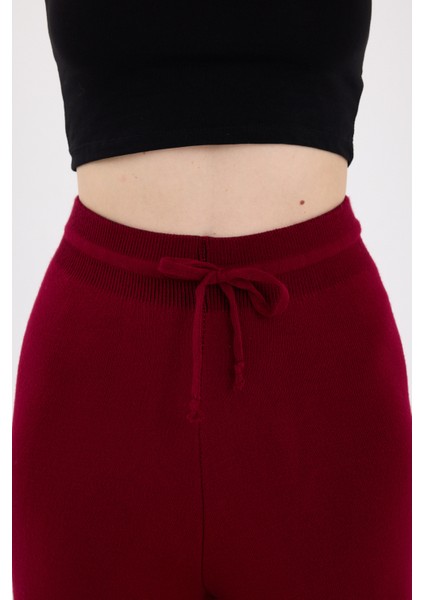 Bordo Yüksek Bel Triko Palazzo Kadın Pantolon 2251 fırsatları