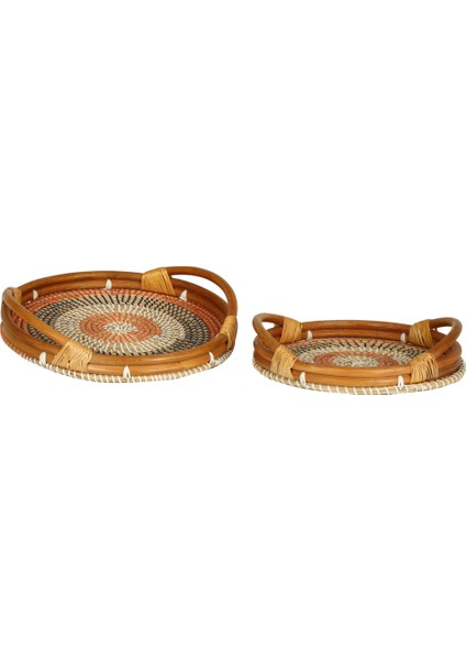 Tepsi Vitale 2'li Rattan Tepsi Seti AK.JJ0003