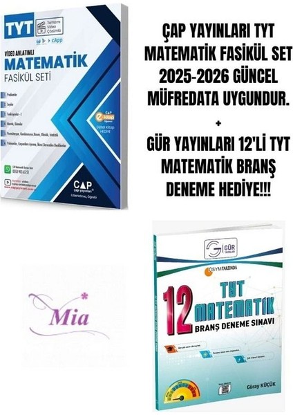 Çap Tyt Matematik Set 2025-26 Güncel Müfredat+Gür Tyt 12 Matematik Deneme Hediye!!