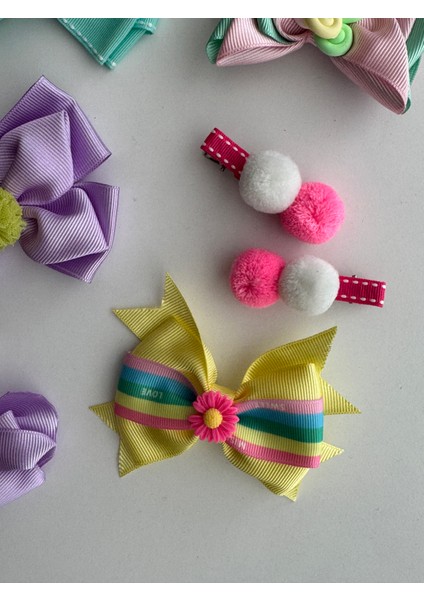 Fiyonklu Saç Tokası 7'li – Renkli Set, Günlük & Okul fiyatları