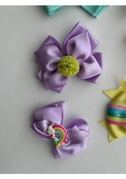 Fiyonklu Saç Tokası 7'li – Renkli Set, Günlük & Okul modelleri