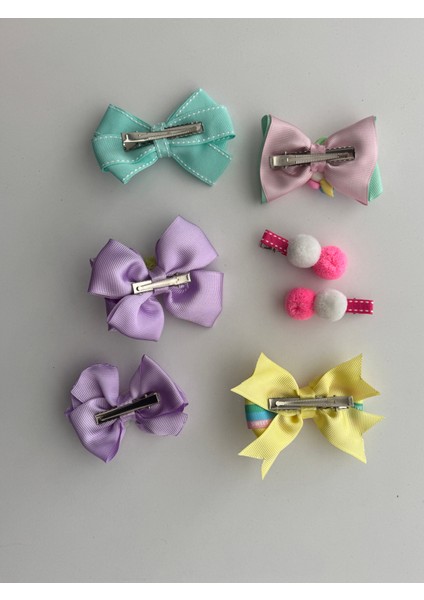 Fiyonklu Saç Tokası 7'li – Renkli Set, Günlük & Okul