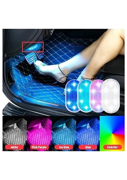 2 Adet Araba Dron Için 7 Renk Değişebilen Dokunmatik Sensörlü Bisik Mini 6 LED Lamba USB Şarj Edilebilir