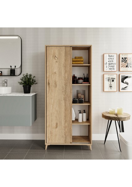 Sürgülü Çok Amaçlı Banyo Dolabı Meşe - Tamamı Mdf fırsatları