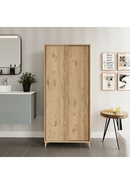 Sürgülü Çok Amaçlı Banyo Dolabı Meşe - Tamamı Mdf indirimleri
