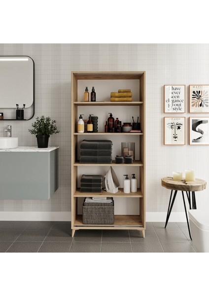 Sürgülü Çok Amaçlı Banyo Dolabı Meşe - Tamamı Mdf
