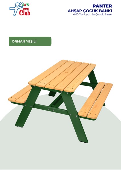 Panter Ahşap Çocuk Bankı 4-10 Yaş Uyumlu Çocuk Bankı
