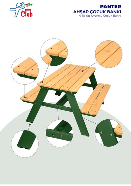 Panter Ahşap Çocuk Bankı 4-10 Yaş Uyumlu Çocuk Bankı fırsatları