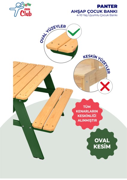 Panter Ahşap Çocuk Bankı 4-10 Yaş Uyumlu Çocuk Bankı indirimleri