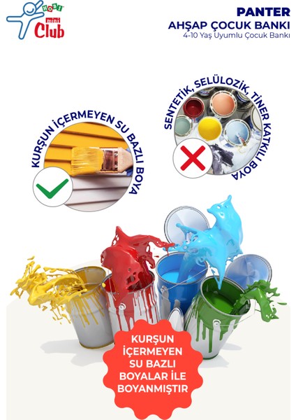 Panter Ahşap Çocuk Bankı 4-10 Yaş Uyumlu Çocuk Bankı