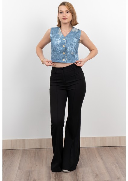 Kot Gabardin Yırtık Baskı Görünümlü Kısa Yelek 9131 fırsatları