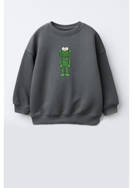 Unisex Kaws Baskılı 3 Iplik Kumaş Pamuklu Sweatshirt fiyatları