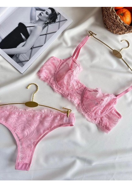 Kadın Pembe Balenli Dantelli Iç Çamaşır Takımı fiyatları