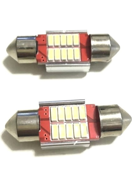Japon Tip Sofit Ampul 12 Volt Beyaz 10 Ledli 31MM 2 Adet Sofit LED