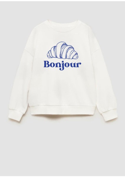 Kız Çocuk 3 Iplik Kumaş Kruvasan Baskılı Sweatshirt fiyatları