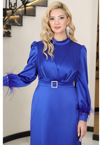 Lara Kemerli Saten Tesettür Abiye Saks fiyatları