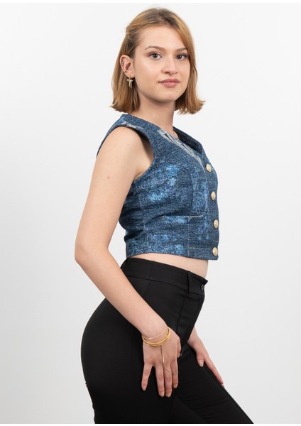 Kot Gabardin Yırtık Baskı Görünümlü Kısa Yelek 9131 modelleri