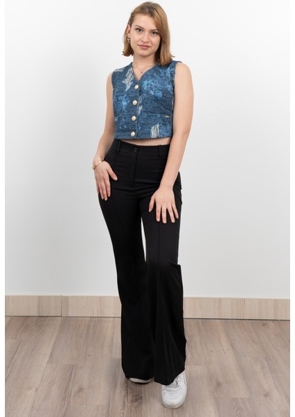 Kot Gabardin Yırtık Baskı Görünümlü Kısa Yelek 9131 fırsatları