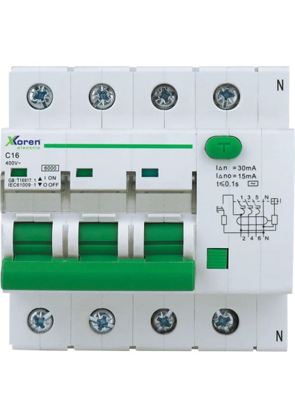 6ka 4p 63A 30MA Ac Tipi Kaçak Akım Korumalı Otomatik Sigorta