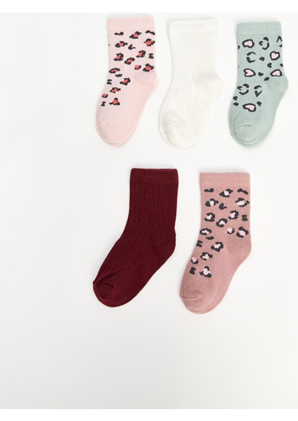 Yeni Sezon Baskılı Kız Bebek Soket Çorap 5'li