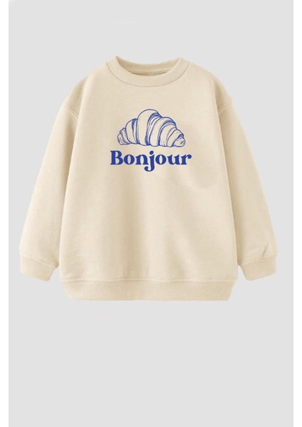 Kız Çocuk 3 Iplik Kumaş Kruvasan Baskılı Sweatshirt
