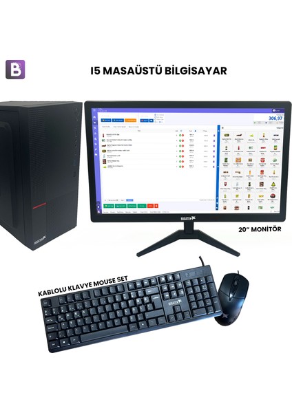 I5 Masaüstü Bilgisayar + 20” Monitör + Batu Yazılım Barkodlu Satış Sistemi (V1 - Yıllık Lisans)