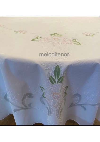 Meiwa Işleme Dantel Görünümlü Kaymaz Dökümlü Pvc Büyük Yuvarlak Muşamba Masa Örtüsü fiyatları